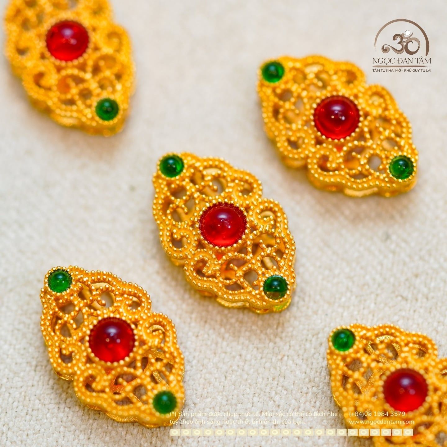  Charm Lá Đính Đá 13,38mm - Bạc 925 Mạ Vàng Cao Cấp 