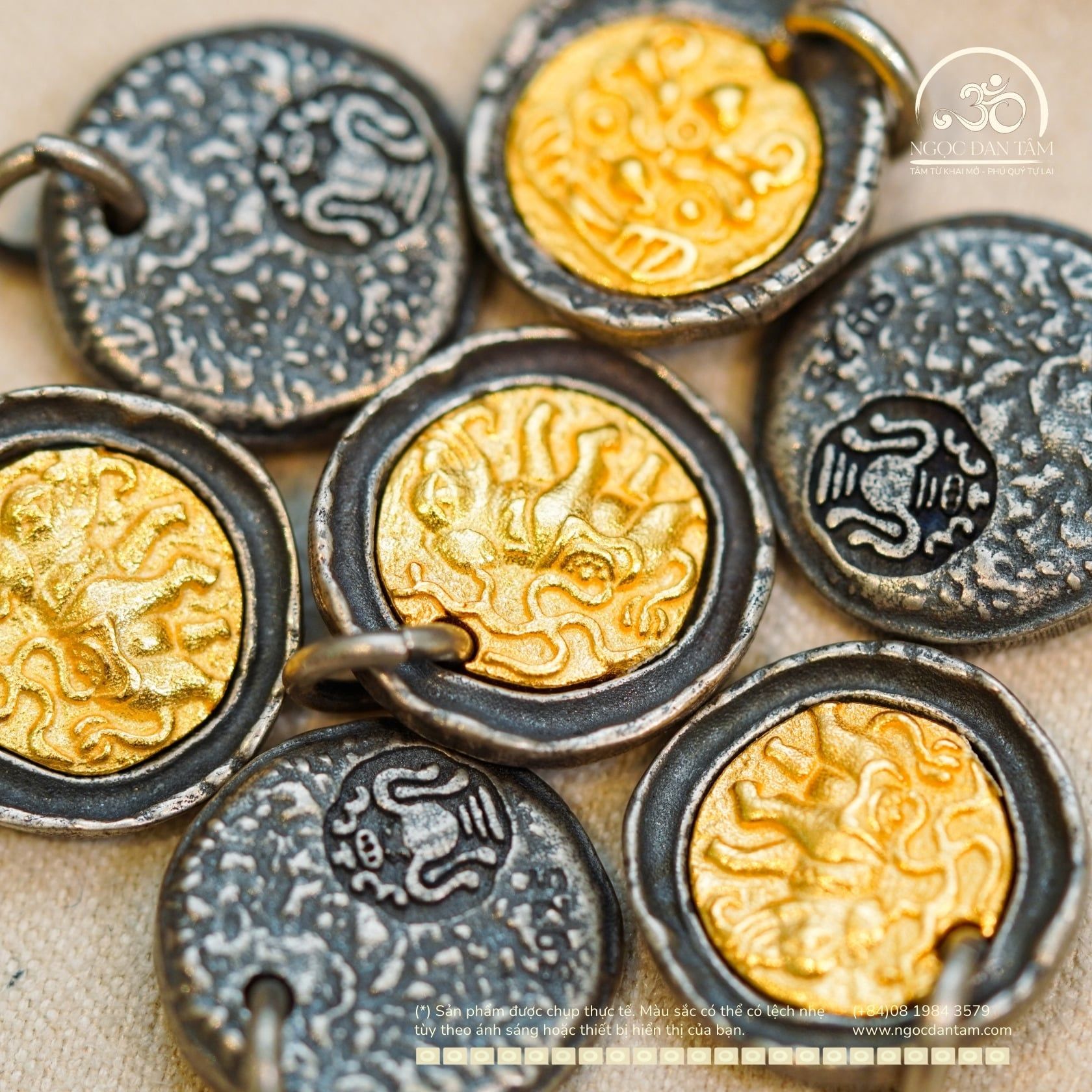  Charm Voi Thần 15,04mm - Bạc 925 Mạ Vàng Cao Cấp 