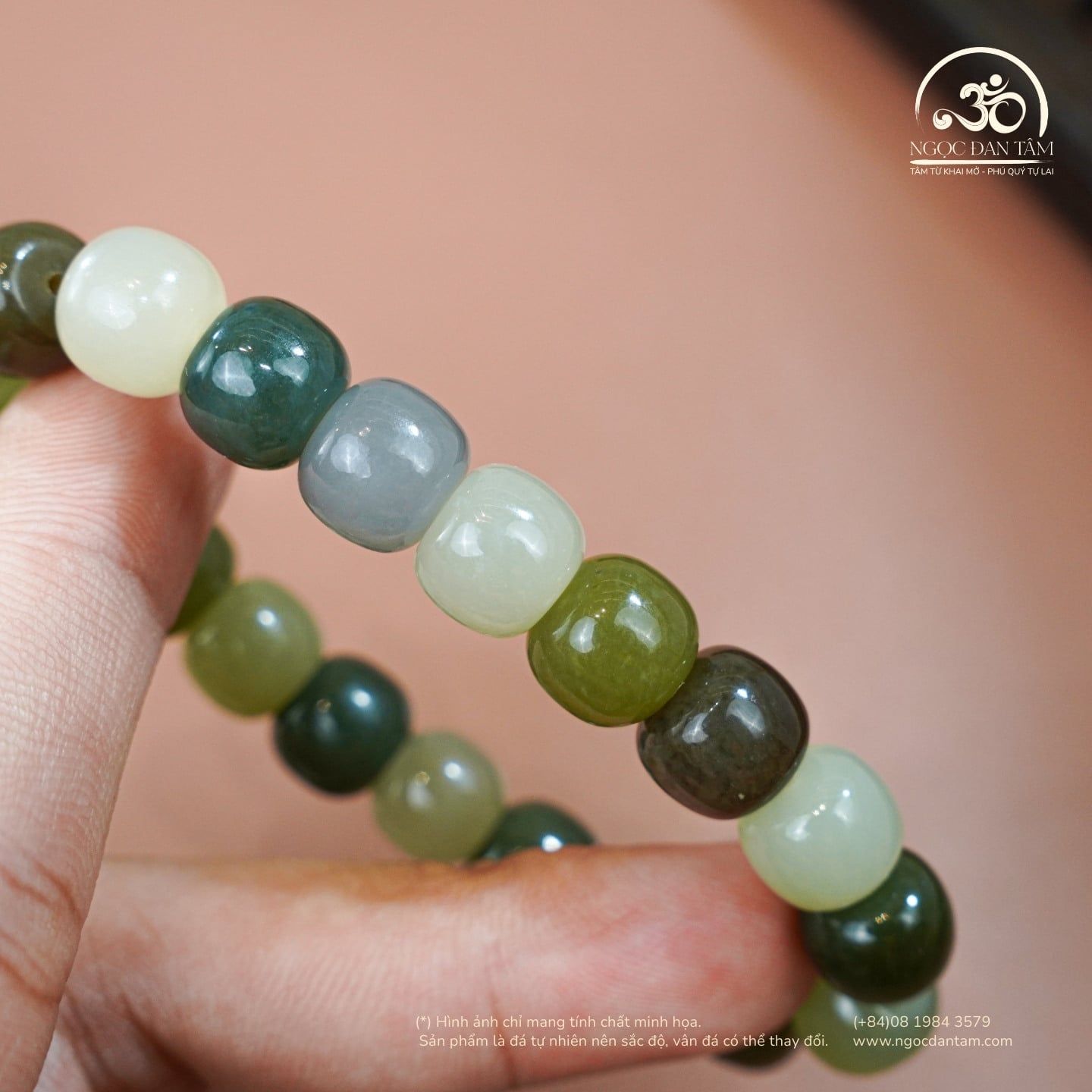  Vòng Tay Cẩm Thạch Hạt Bầu 10mm 3A 