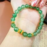  Vòng Tay Thạch Anh Dâu Tây Xanh Phối Charm Lu Thống Lục Tự 8mm - 2A 