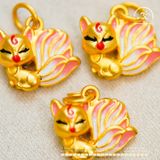  Charm Treo Cửu Vĩ Hồ 13,87mm - Kim Loại Mạ Vàng Cao Cấp 