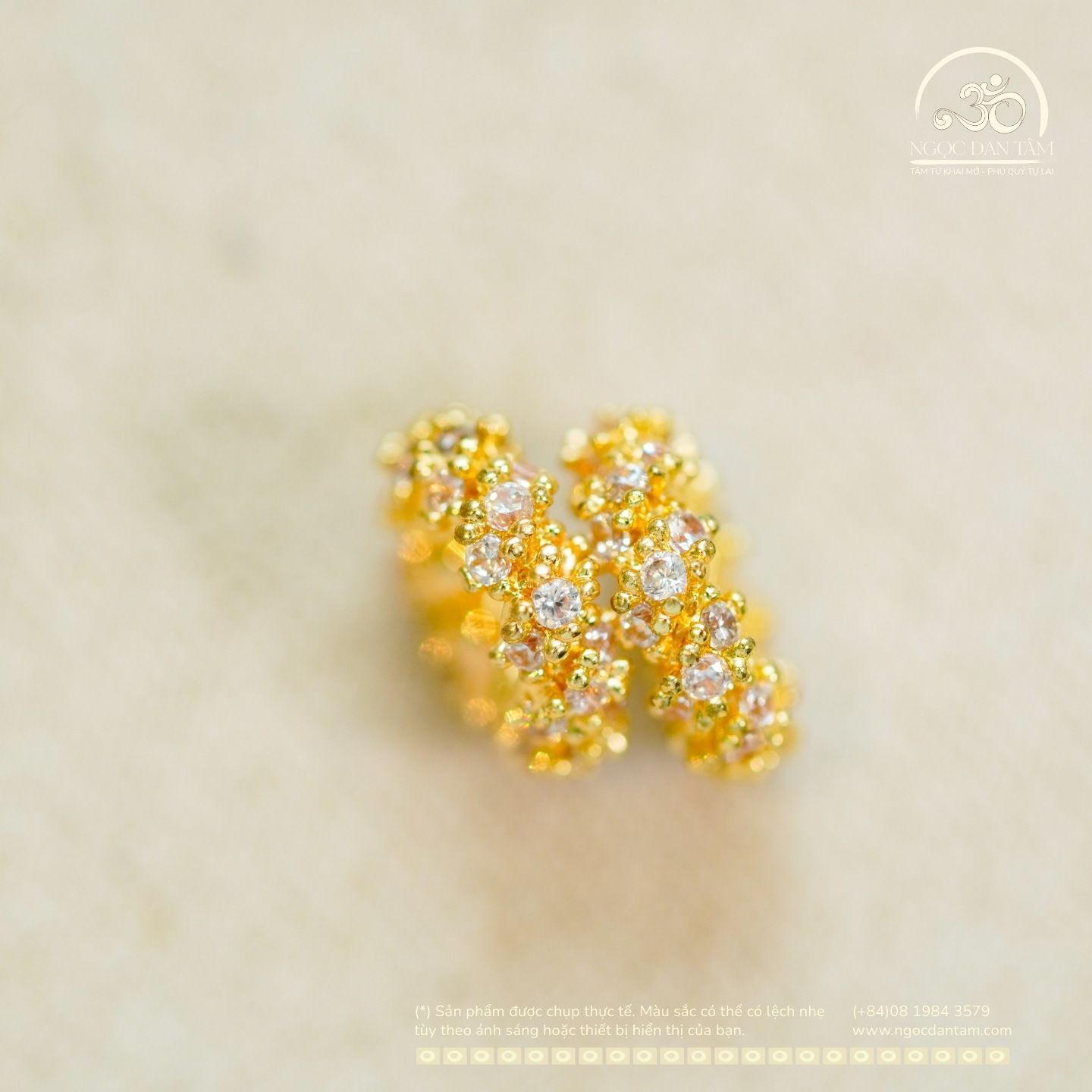  Charm Vòng Lấp Lánh  8,55mm - Kim Loại Mạ Vàng Cao Cấp 