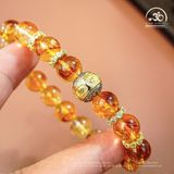  Vòng Tay Thạch Anh Vàng Hoa Bay 10mm 3A Phối Charm Lục Tự 