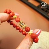  Vòng Tay Ngọc Bích Đỏ 7mm 5A Phối Charm 