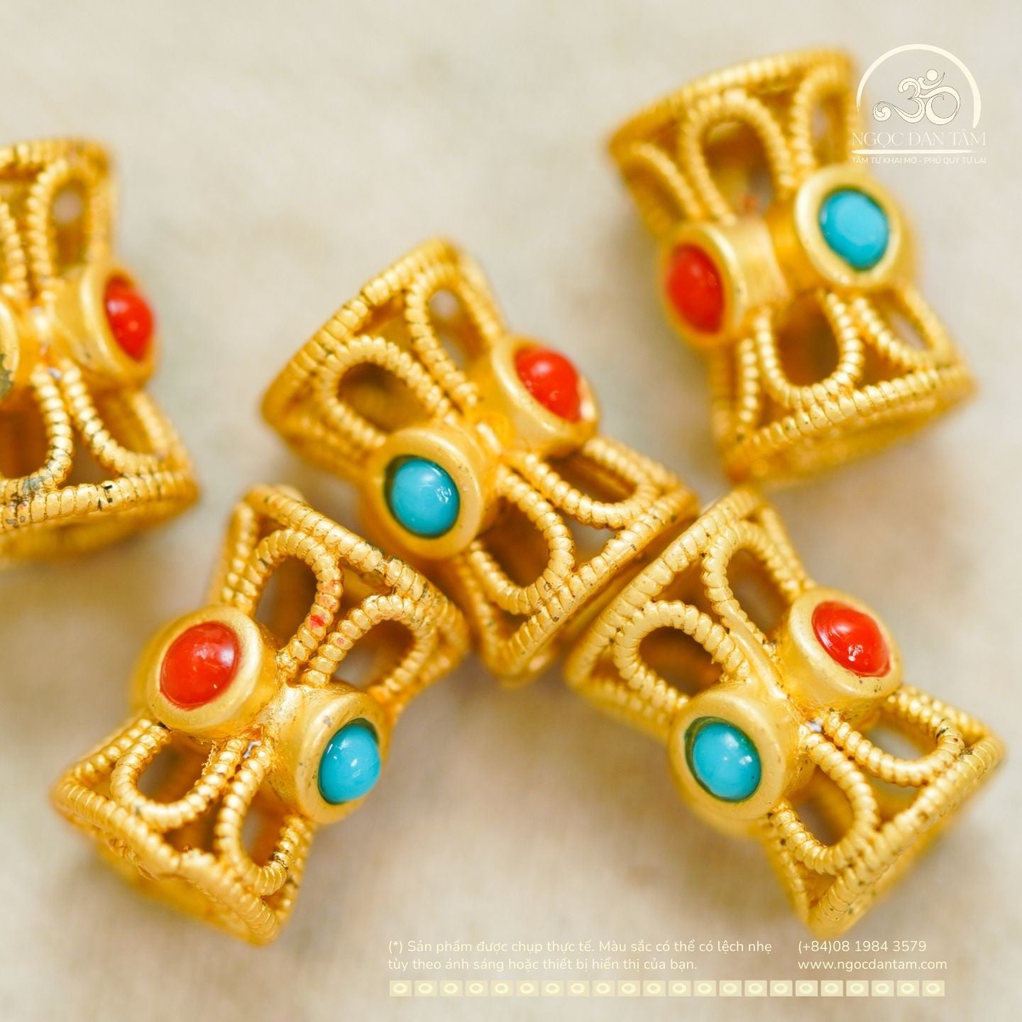  Charm Trụ 2 Màu 9.64mm - Kim Loại Mạ Vàng 