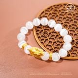  Vòng Tay Đá Selenite 3A - 10mm Phối Charm Long Quy 