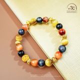  Vòng Tay Đá Mắt Hổ Tam Tài 8mm 5A Phối Charm 