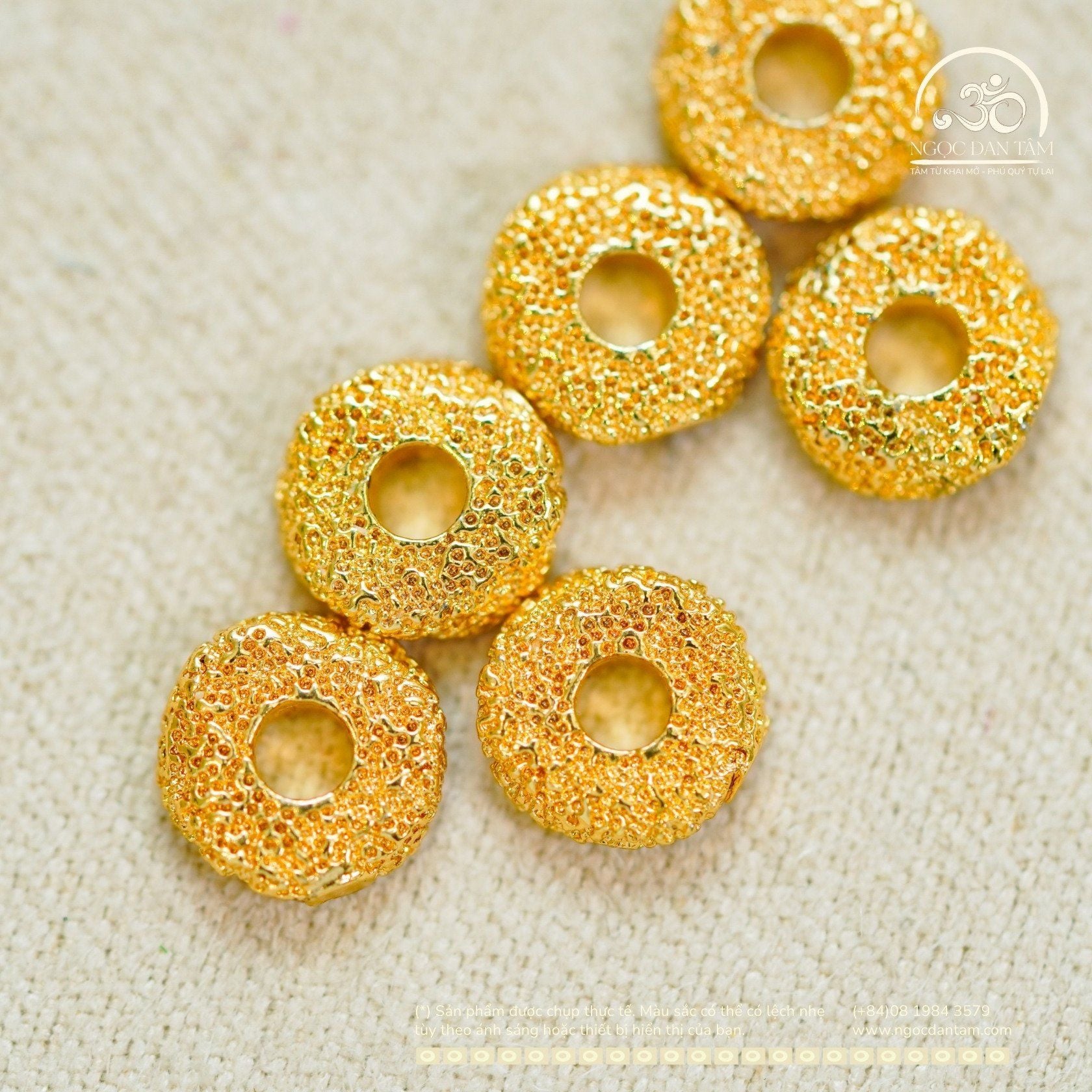  Charm Đệm Mạ Vàng 18k 6,55mm - Kim Loại Mạ Vàng 