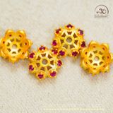  Charm Đài Hoa Đá Hồng - Kim Loại Mạ Vàng 