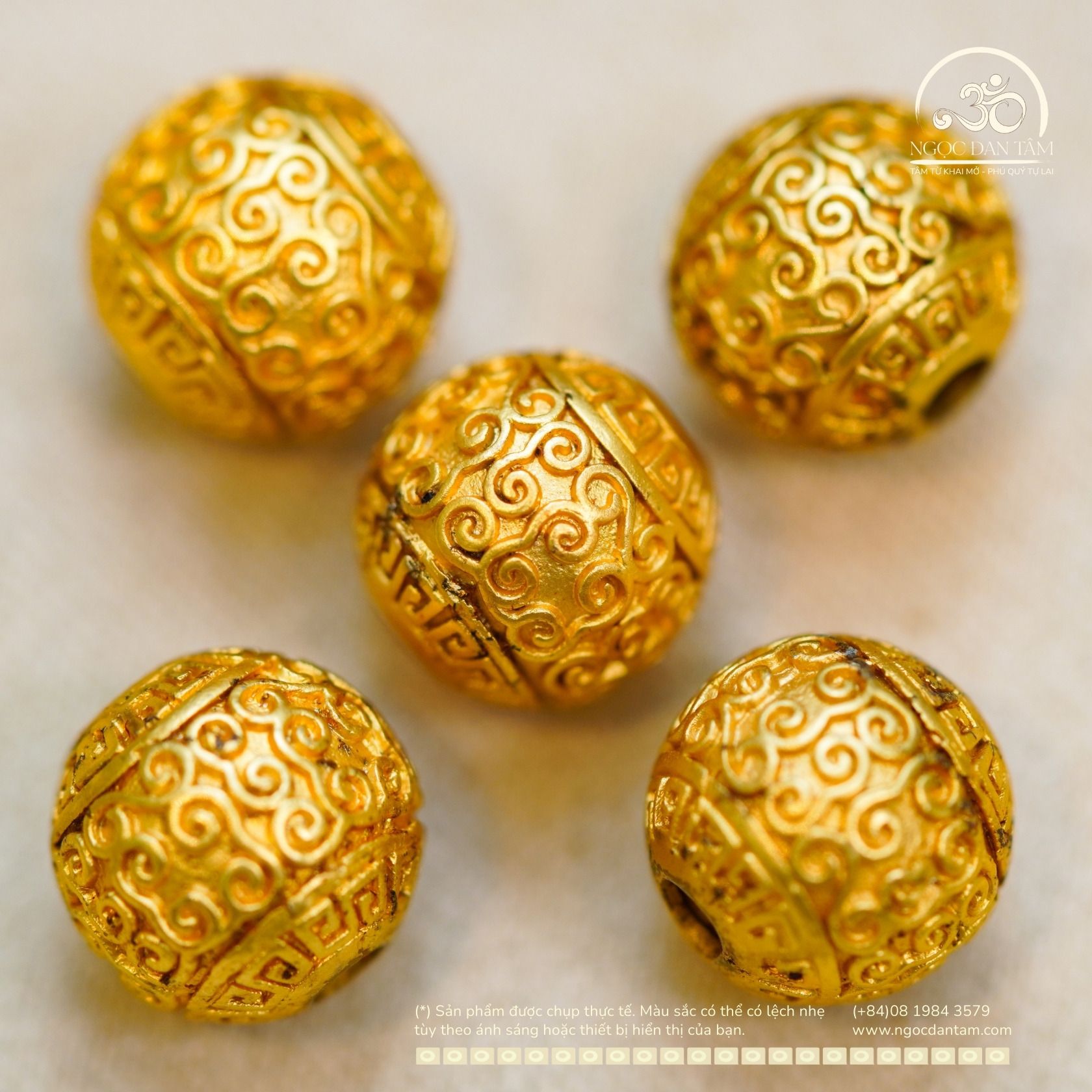  Charm Bi Tường Vân 9.74mm - Bạc Mạ Vàng Cao Cấp 