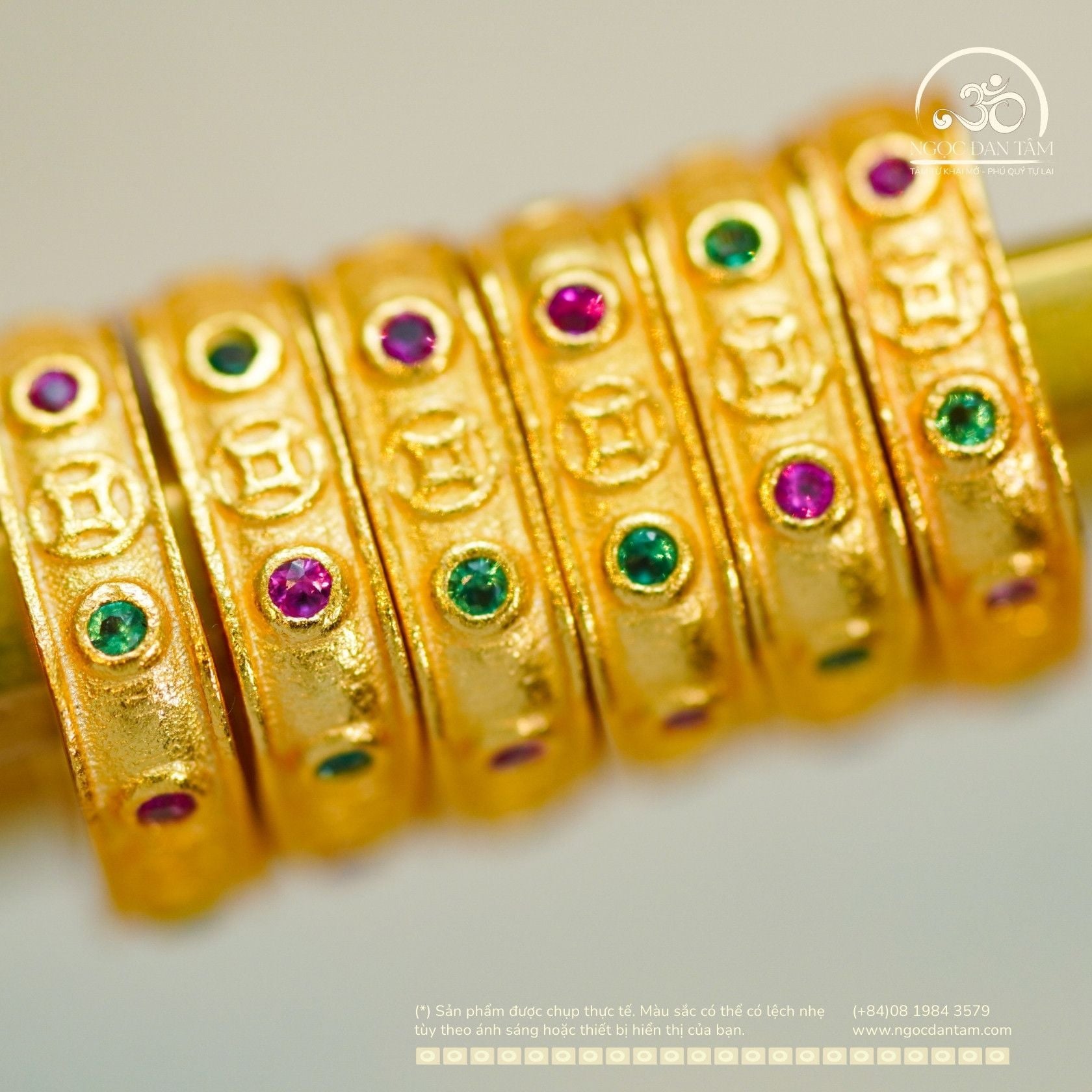  Charm Đệm Vuông Đính Đá 8mm - Bạc 925 Mạ Vàng Cao Cấp 