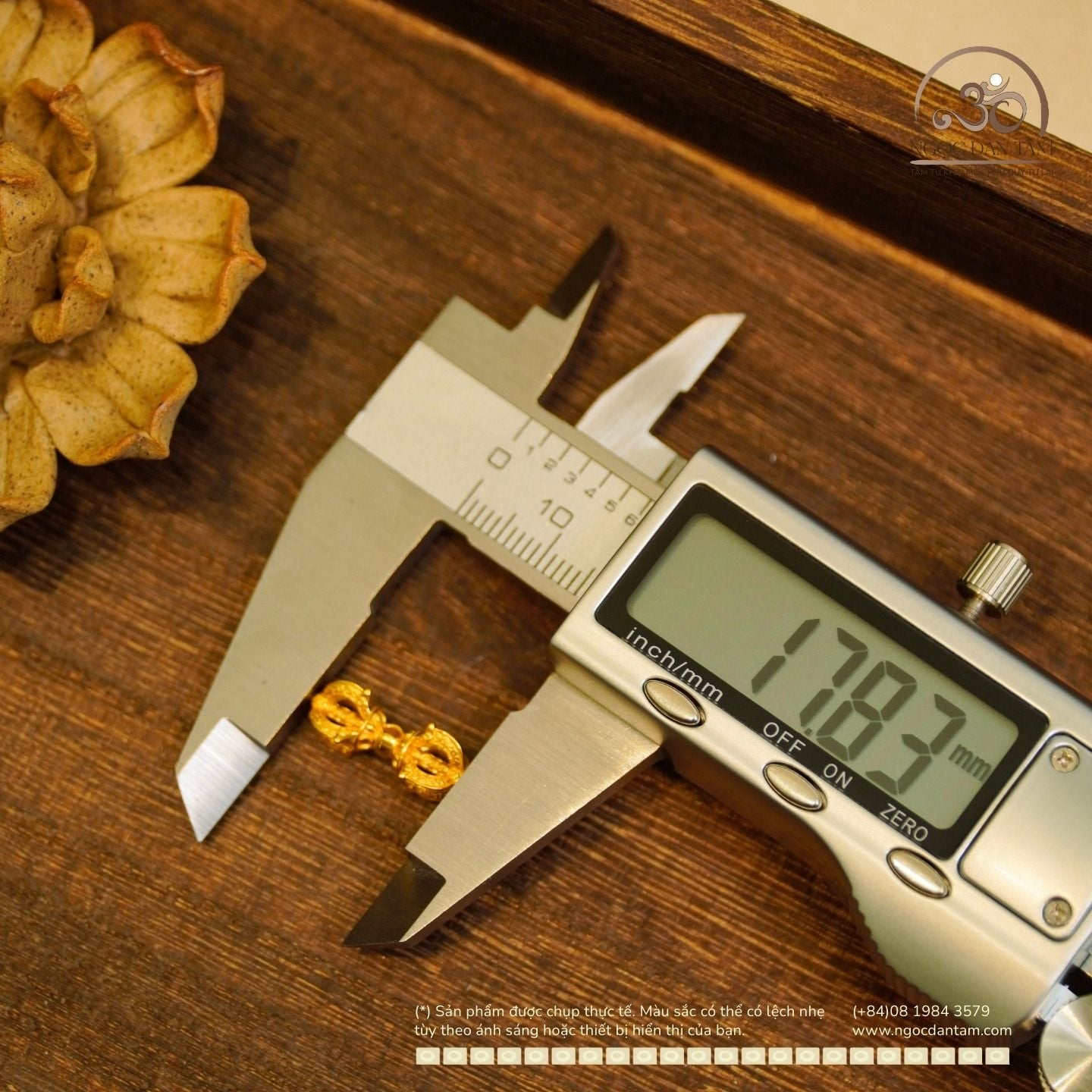  Charm Kim Cương Chử (Vajra) - Bạc 925 Mạ Vàng Cao Cấp 