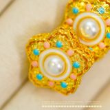  Charm Ngôi Sao Đính Ngọc Trai 22,13mm - Kim Loại Mạ Vàng Cao 