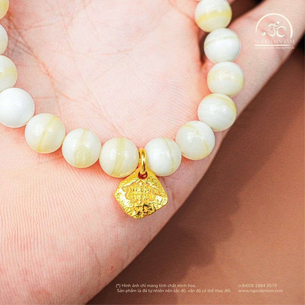  Vòng Tay Vỏ Sò Tai Tượng 3A - 8mm  Phối Charm 