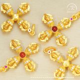  Mặt Dây Chuyền Kim Cang Phối Đá - Bạc 925 Mạ Vàng Cao Cấp 