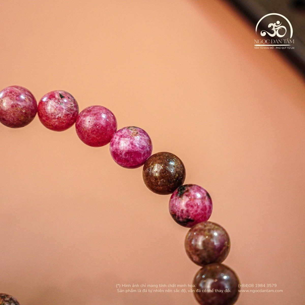  Vòng Tay Thulite 8mm 2A Phối Charm Đồng Tiền 