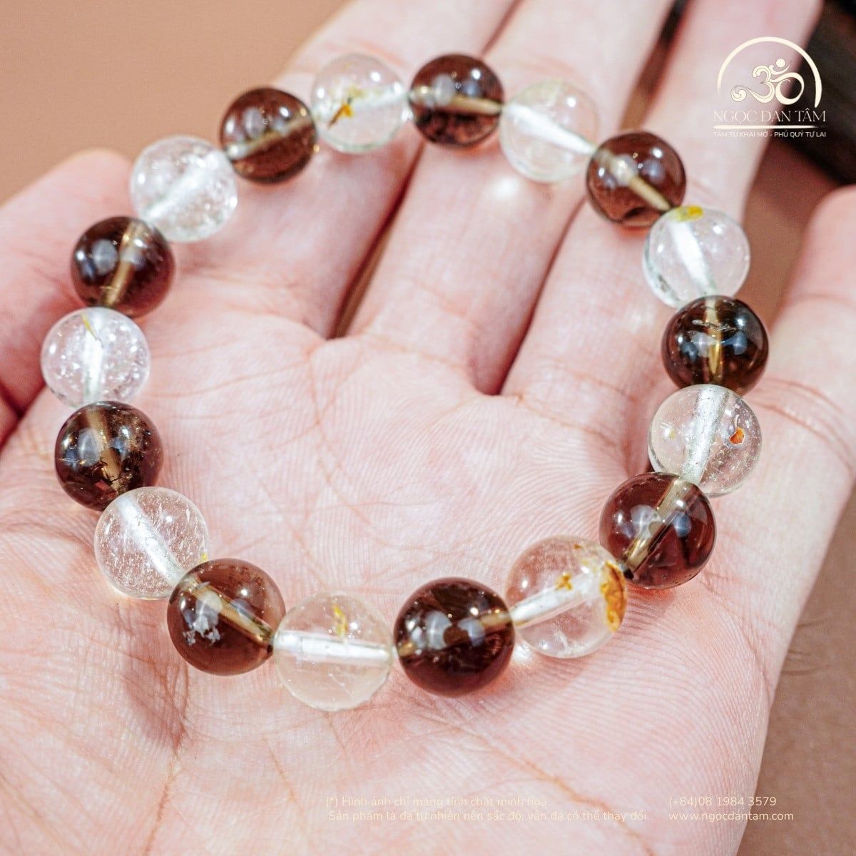  Vòng Tay Đá Thạch Anh Khói 10mm 2A Phối Đá Topaz 10mm 2A 