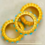  Charm Nhẫn Đính Đá Turquoise - Kim Loại Mạ Vàng Cao Cấp 