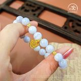  Vòng Tay Mã Não Xanh Lace 8mm 3A Phối Charm Bánh Xe Pháp Luân 