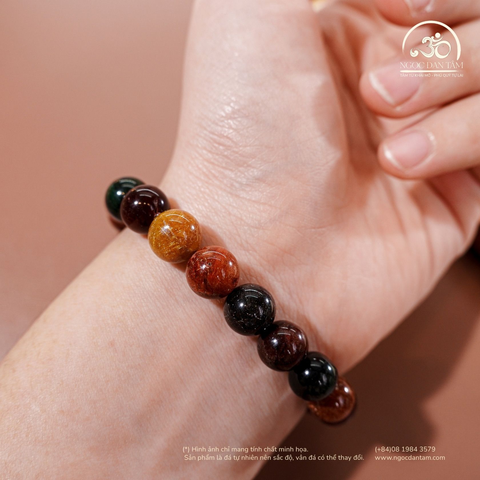  Vòng Tay Thạch Anh Tóc Hỗn 9mm 5A 