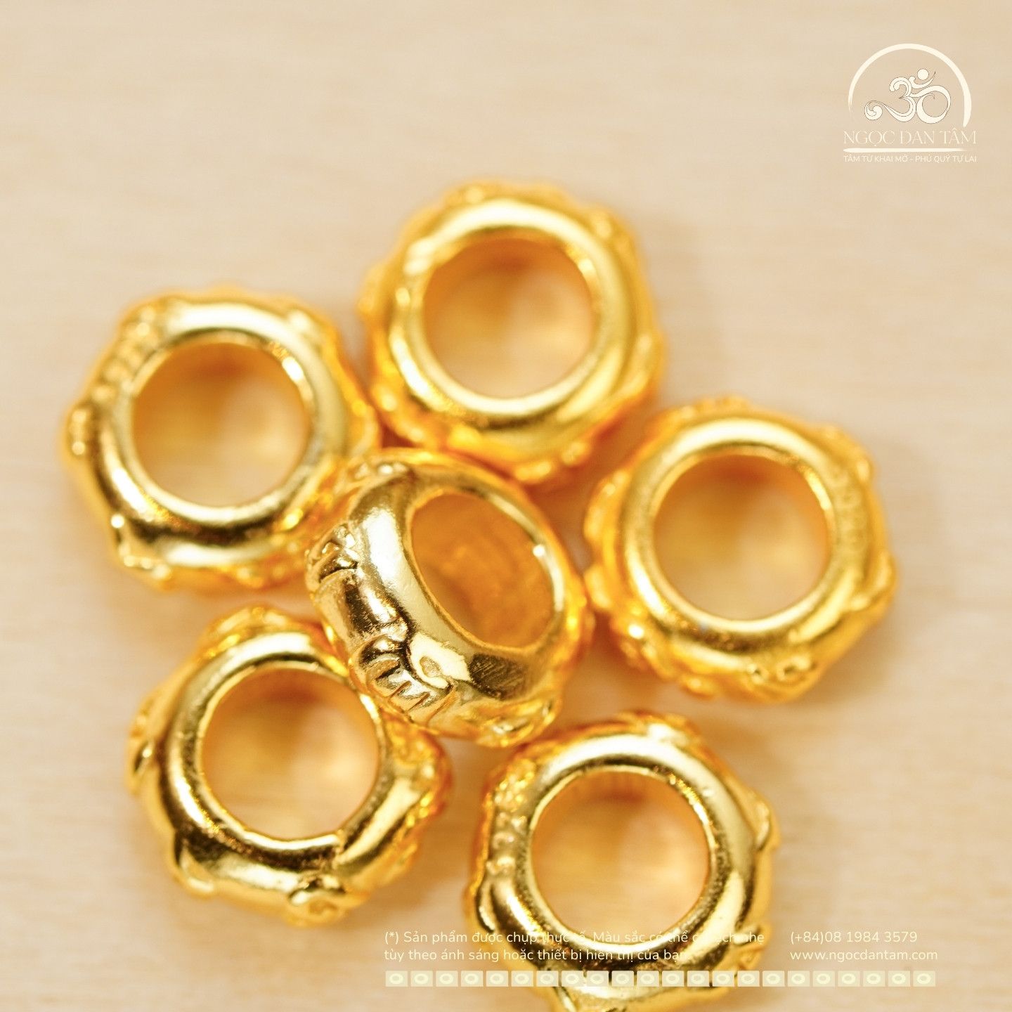  Charm Tròn Lục Tự 7.82mm - Bạc 925 Mạ Vàng Cao Cấp 