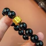  Vòng Tay Tourmaline Đen 10mm 2A Phối Charm Lục Giác Họa Tiết 