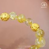  Vòng Tay Tóc Vàng 10mm 7A Phối Charm Cát Tường 