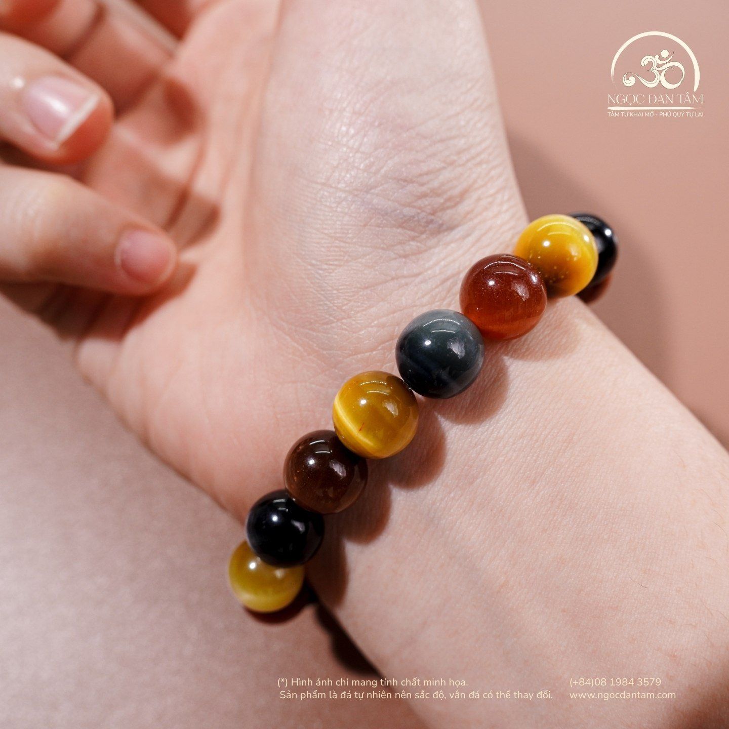  Vòng Tay Mắt Hổ Tam Tài 10mm 5A 