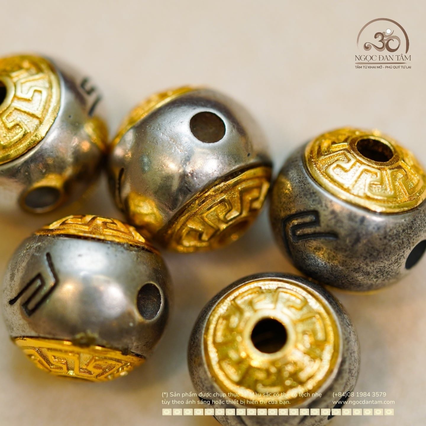  Charm Tròn Bạc 925 Mạ Vàng 11.34mm 