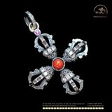  Mặt Dây Chuyền Kim Cang Phối Đá - Bạc Đen 925 Cao Cấp 