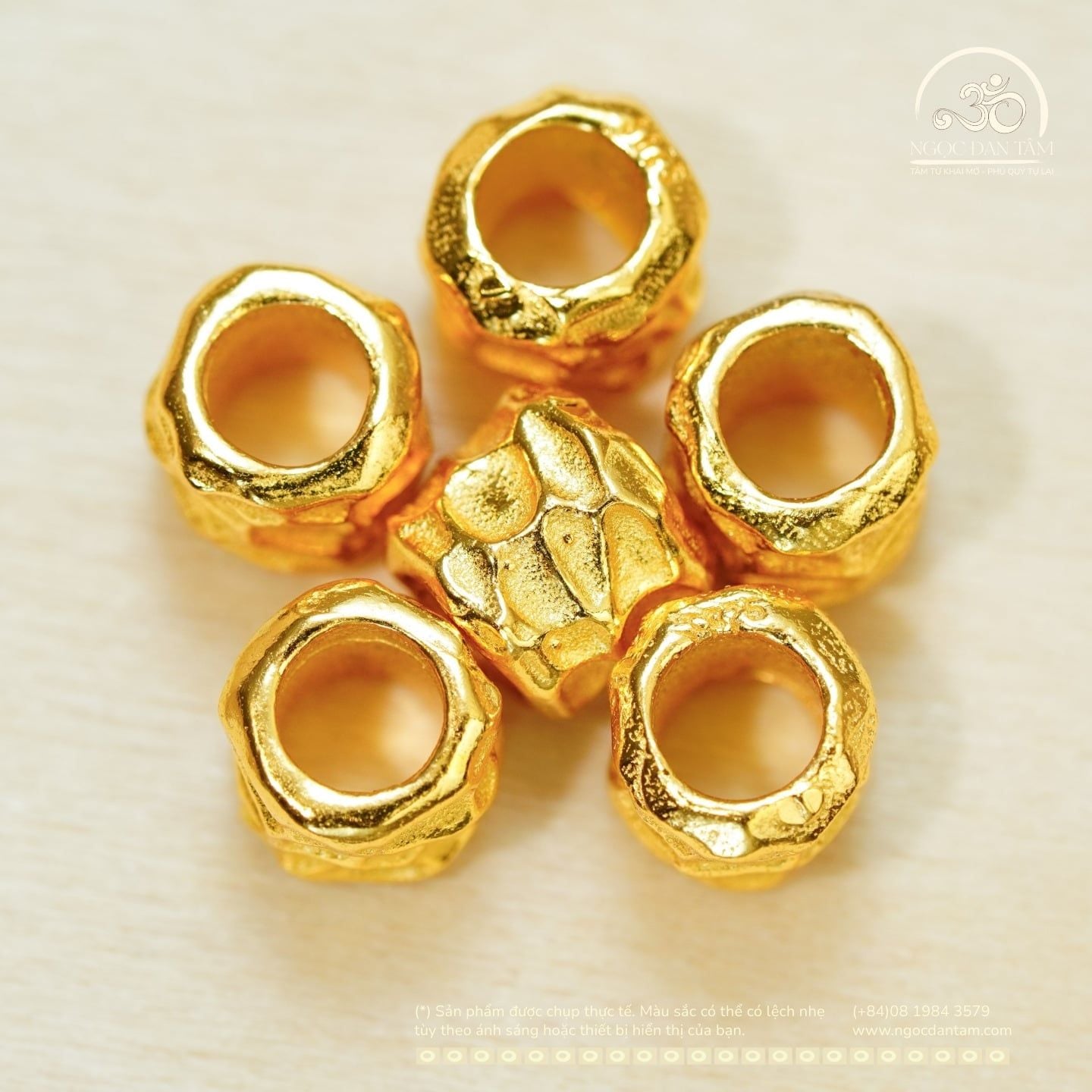  Charm Trụ Tròn Vảy Rồng Lớn 7.30mm - Bạc 925 Mạ Vàng Cao Cấp 