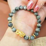  Vòng Tay Mắt Chim Ưng Xám 6A - 8mm Phối Charm Tỳ Hưu 