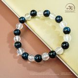  Vòng Tay Thạch Anh Trắng Rạn 8mm 2A Phối Mắt Chim Ưng 8mm 5A 