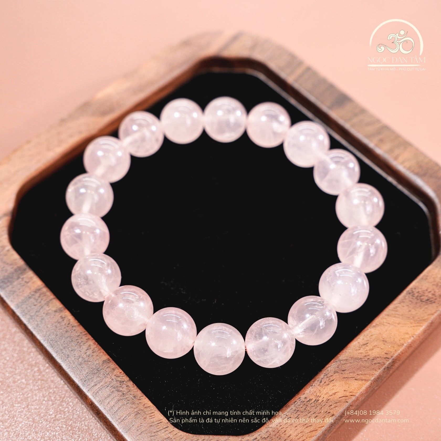  Vòng Tay Đá Thạch Anh Hồng Trong 10mm 2A 