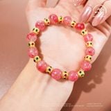  Vòng Tay Tường Vi 9mm 5A Phối Charm Đính Đá 