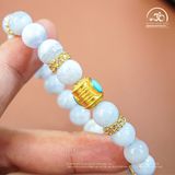  Vòng Tay Đá Mã Não Xanh Lace 8mm 3A Phối Charm Lu Thống 