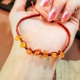  Vòng Tay Hổ Phách Cognac Dây Nút Ngang (7 Hạt) 