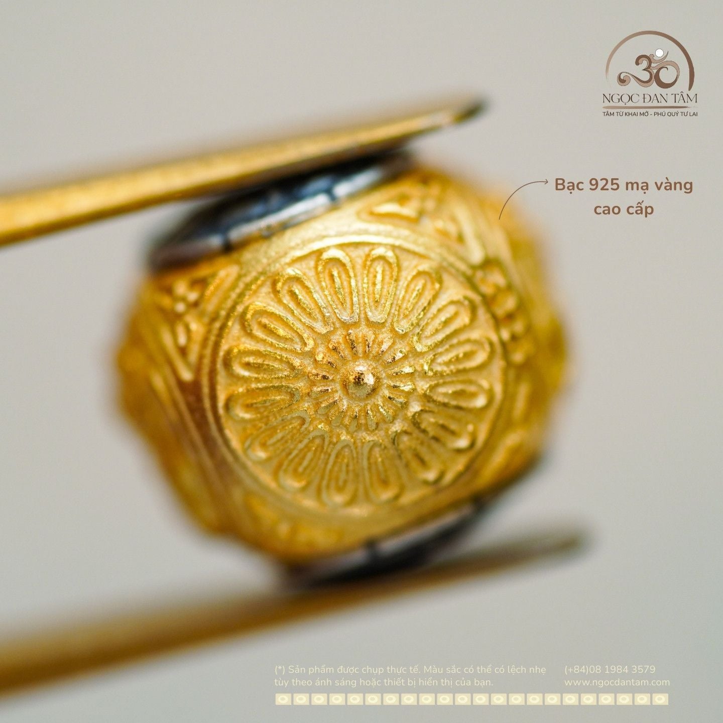  Charm Tròn 4 Pháp Khí Mạ Vàng  9.09mm - Bạc 925 Mạ Vàng Cao Cấp 