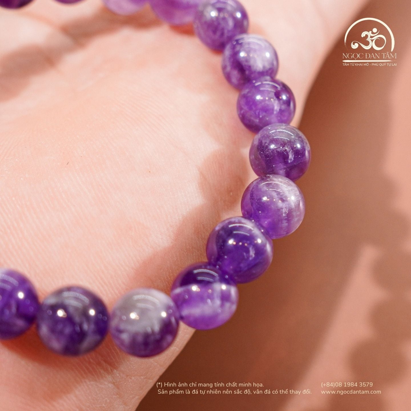  Vòng Tay Thạch Anh Tím Vân Mây 8mm 2A 