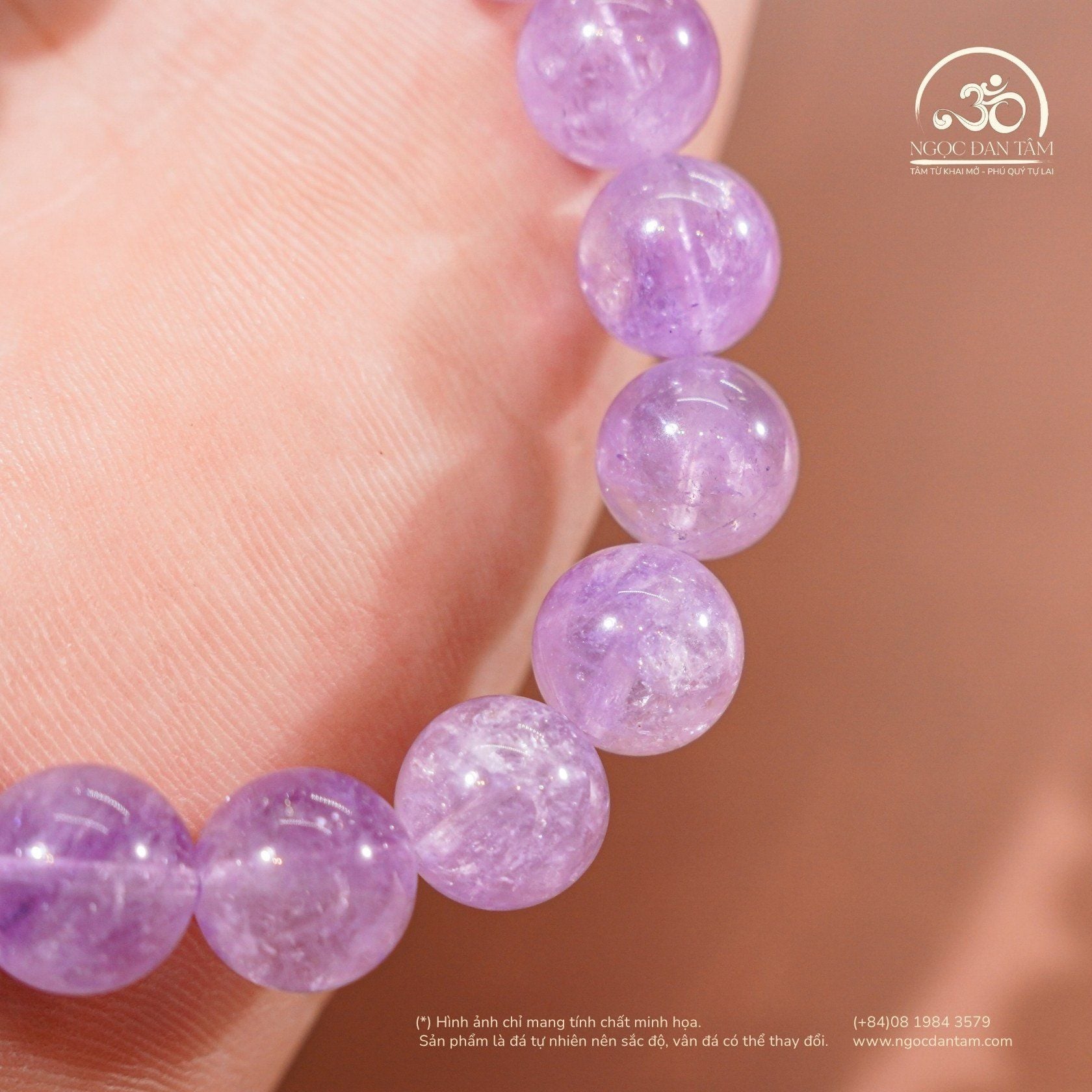  Vòng Tay Thạch Anh Tím Lavender 10mm 5A 