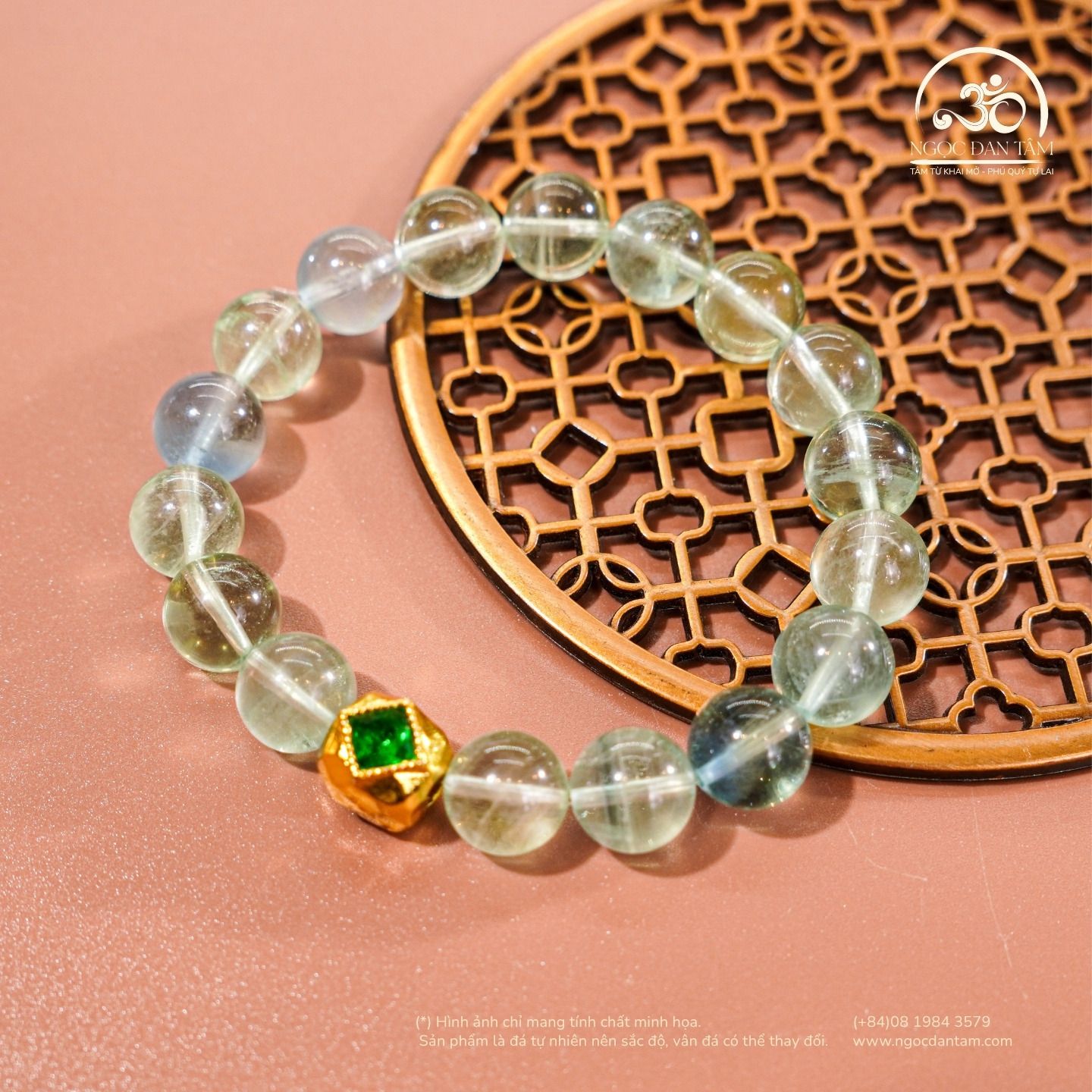  Vòng Tay Flourite Phối Charm Cắt Giác 10mm 2A 