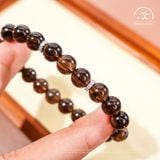  Vòng Tay Thạch Anh Khói 8mm 2A Phối Charm Mạ Bạc 