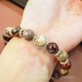  Vòng Tay Đá Gỗ Hóa Thạch 10mm 2A Phối Charm 