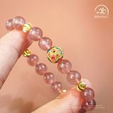  Vòng Tay Đá Thạch Anh Dâu Tây 8mm 2A Phối Charm Minh Châu 