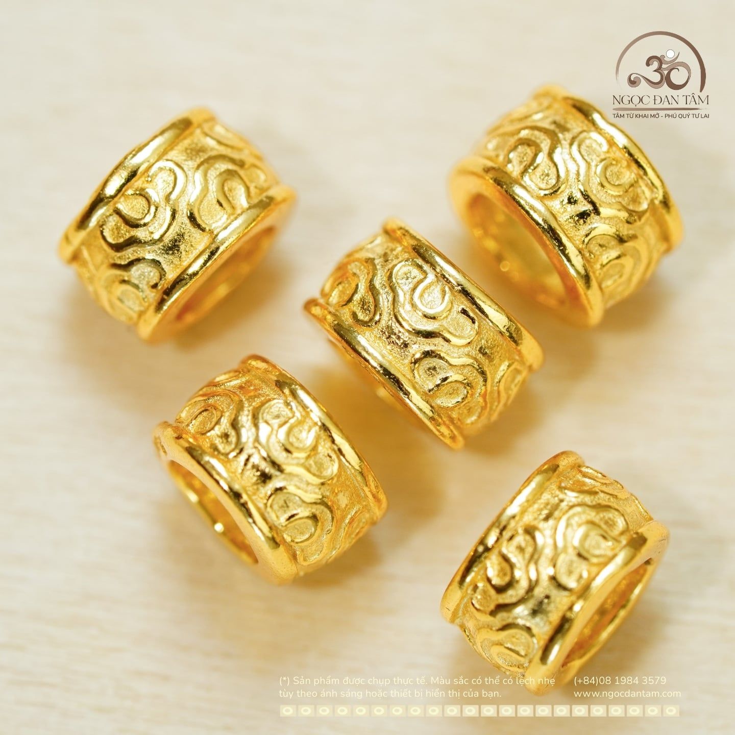  Charm Tròn Vân Mây 7.28mm - Bạc 925 Mạ Vàng Cao Cấp 