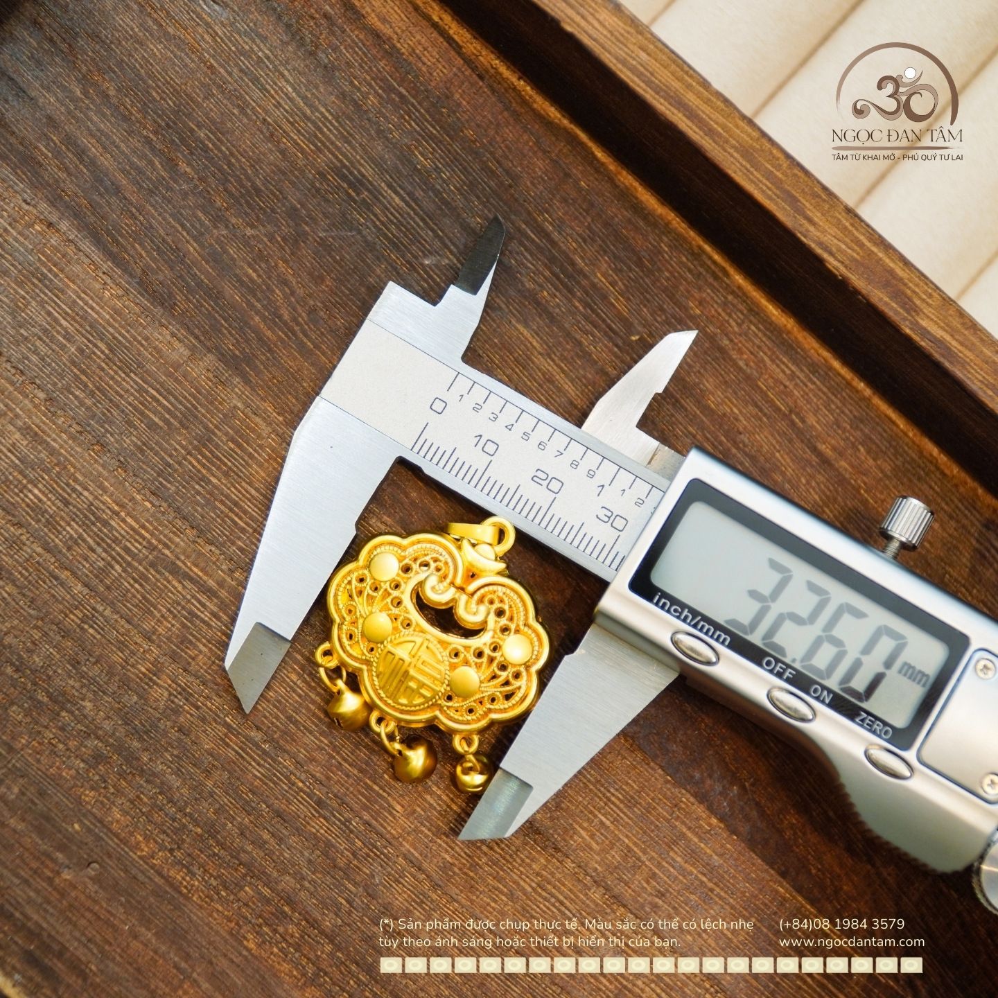  Mặt Dây Chuyền Chuông May Mắn 32,60mm - Kim Loại Mạ Vàng Cao Cấp 