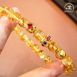  Vòng Tay Đá Thạch Anh Vàng Hoa Bay 8mm 3A Phối Charm Vòng Đính Đá 