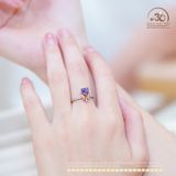  Nhẫn Bạc 925 Đính Đá Thạch Anh Tím Vuông Miện Tím 6mm 