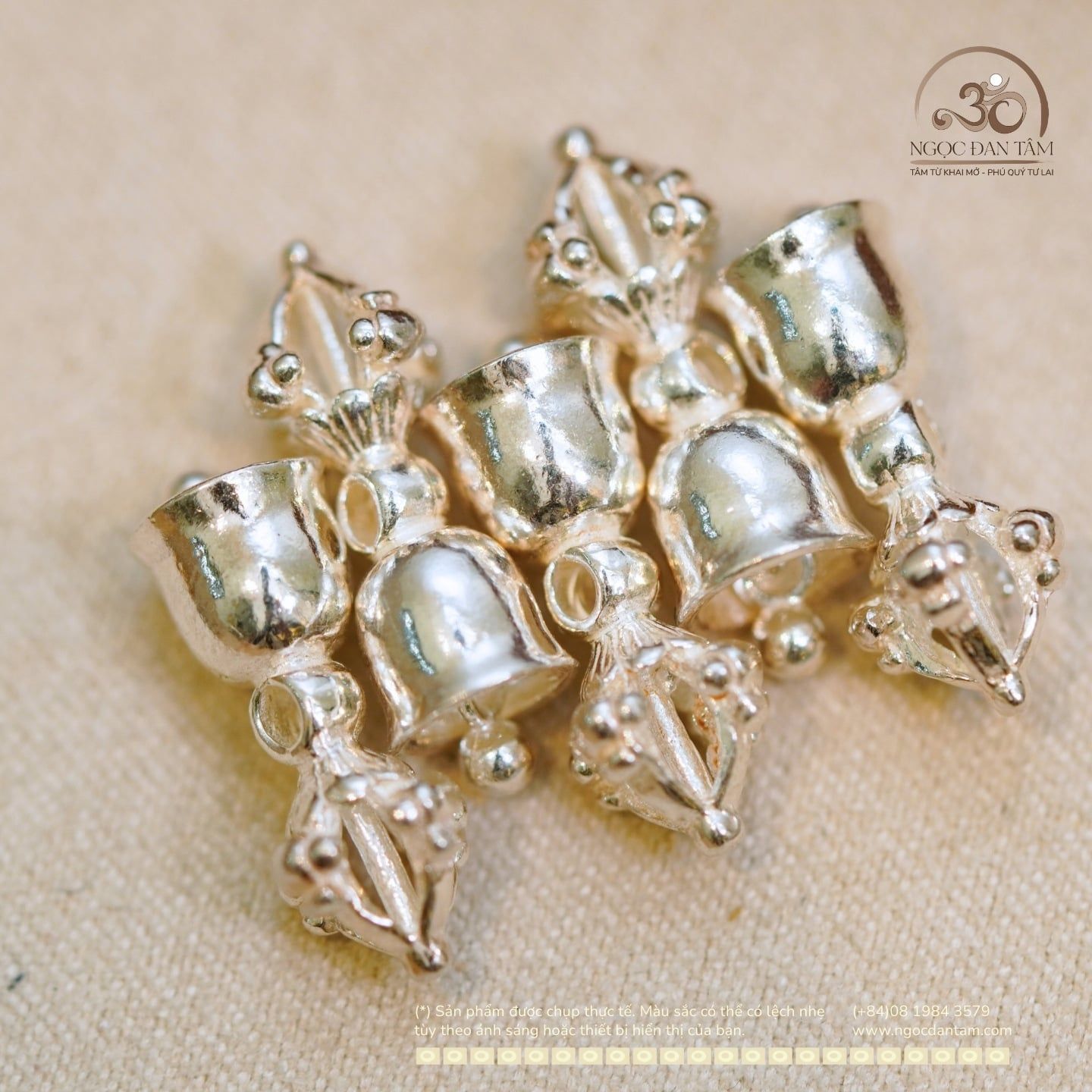  Charm Chuông Kim Cang Bạc Trắng 925 