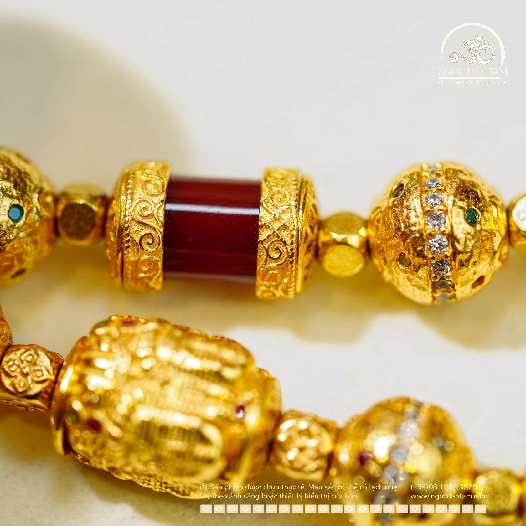  Lắc Tay Bạc Mạ Vàng Tứ Diện Phật 